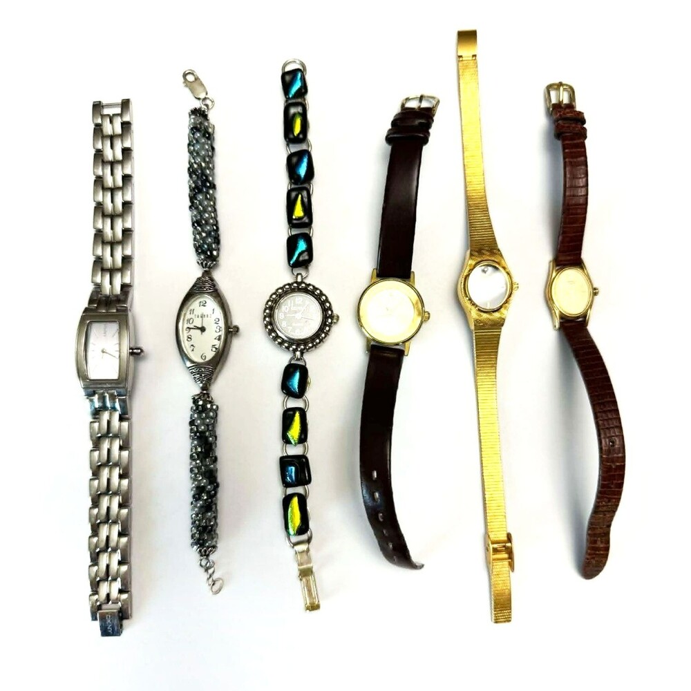 Vintage Watch Lot Women's NEED BATTERIES Boho Minimalist Beaded Leather Quartz